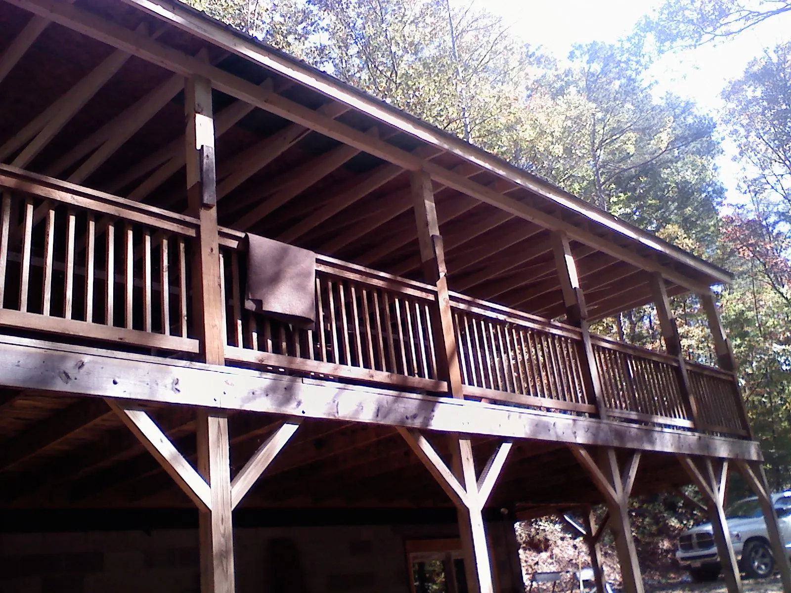 Timber framing under a new elevated porch and deck — Roof Leak Repair in Olyphant by Roofing Brothers